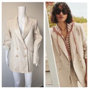 Veronica Beard Parineti Linen Dickey Jacket Blazer Size 4 Cream Celebrity
